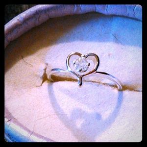 Natural White Diamond 925SS Promise Ring